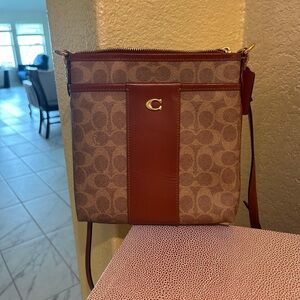 Coach Signature Brown and Tan Shoulder Bag